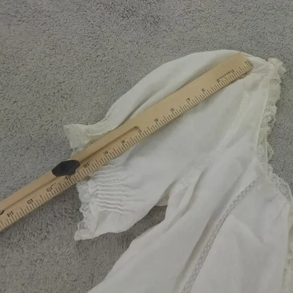 Sezane Blouse White Lace Trim Linen Frances Cottagecore - Picture 9 of 16